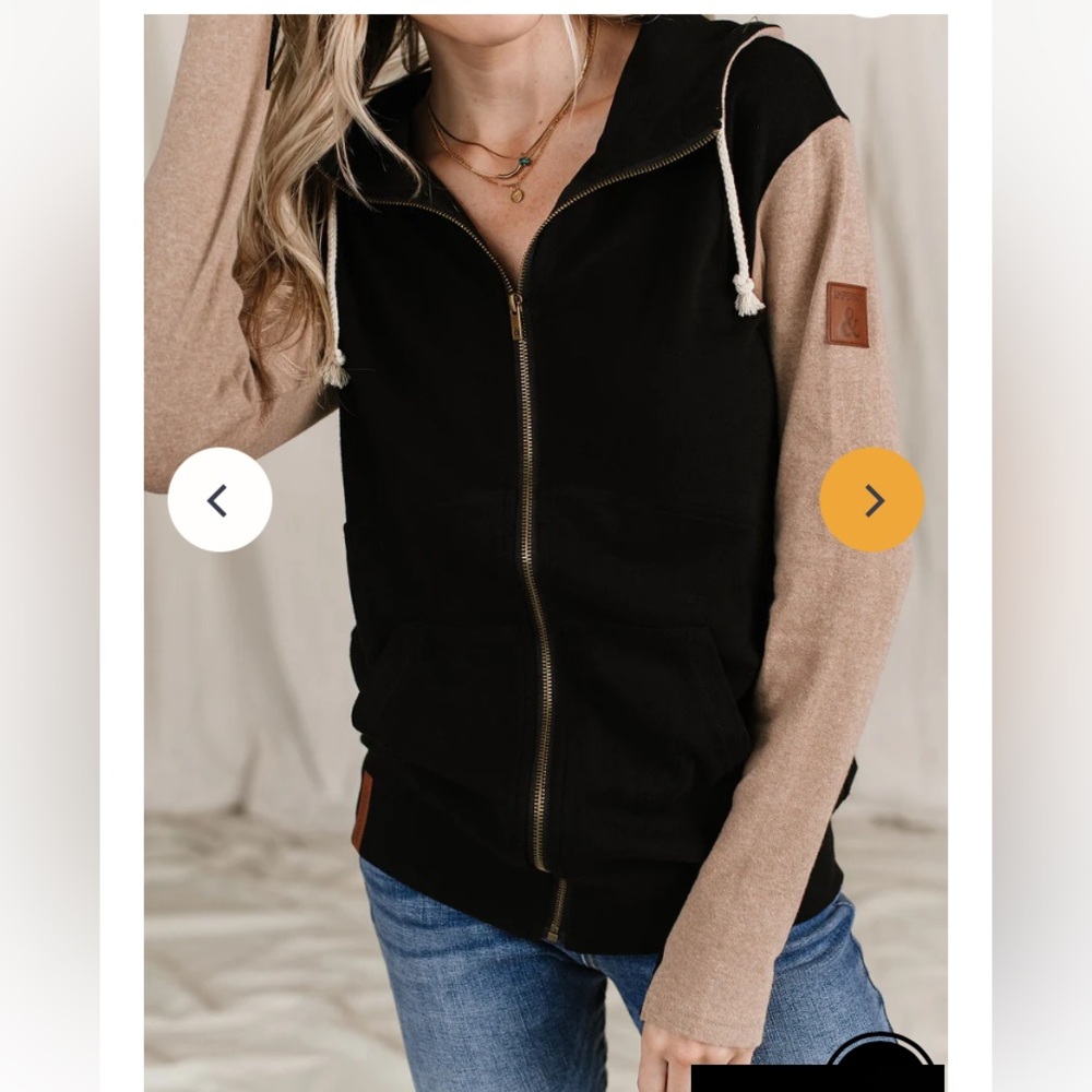 AMPERSAND AVE FullZip Canyon Stone Black and Tan Women's Hoodie S